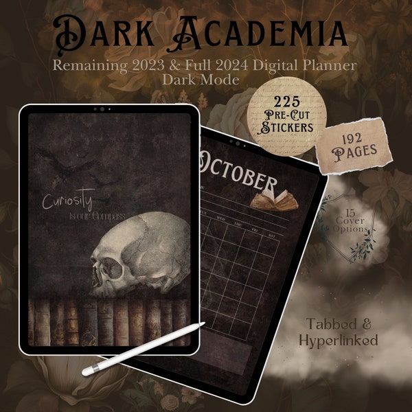 Dark Academia Journal Dark Academia Calendar Witchy Digital Planner Goth Digital Planner Goth Planner Gothic Planner Digital Planner Witchy