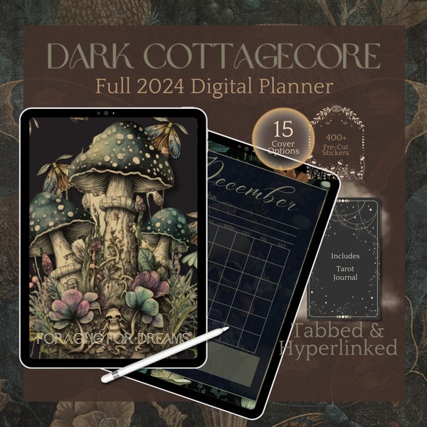 Cottagecore Planner Dark Mode Planner Digital Planner Gothic Planner Good Notes Planner Goth Planner Witchy Planner Goth Digital Planner