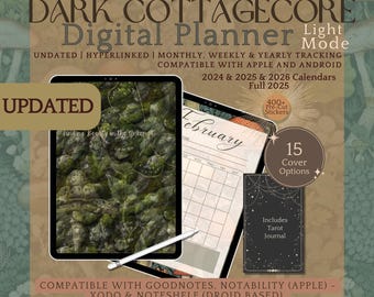 Cottagecore Planner Dark Mode Planner Digital Planner Gothic Planner Good Notes Planner Goth Planner Witchy Planner Goth Digital Planner