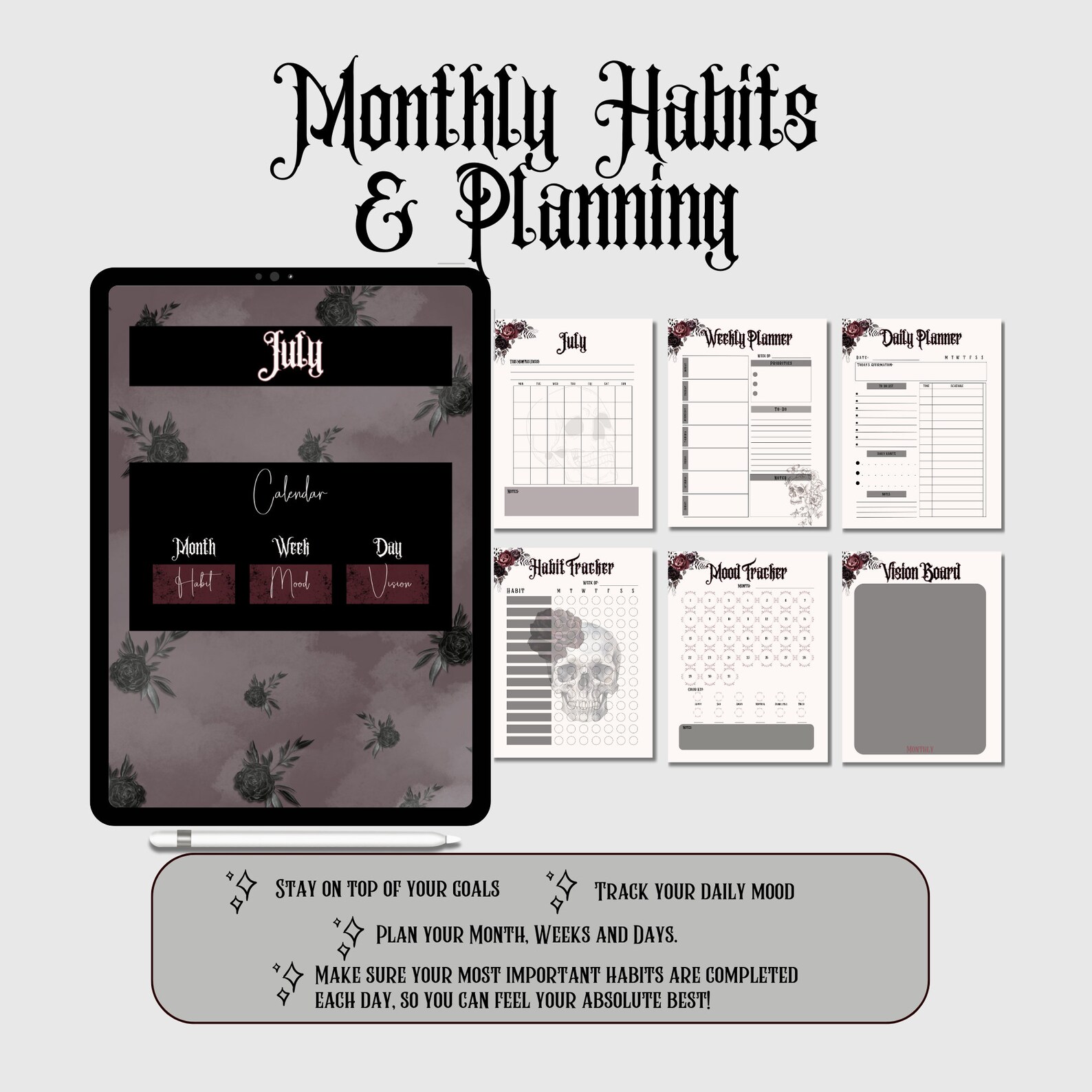 Gothic Planner Digital Planner Gothic Good Notes Planner Goth Planner ...