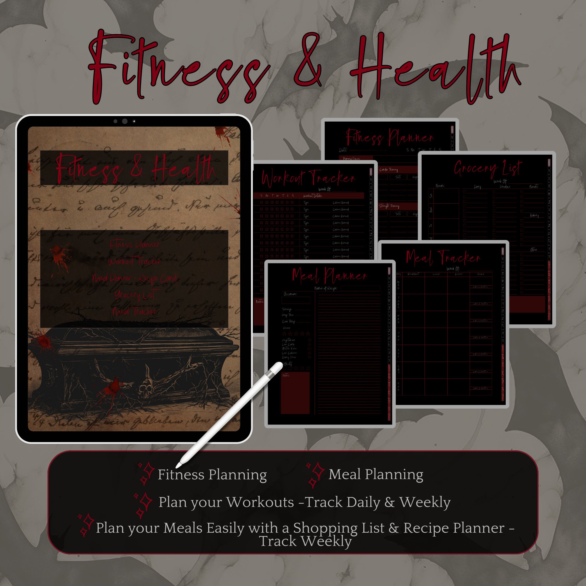Vampire Gothic Planner Digital Planner Gothic Good Notes Planner Goth