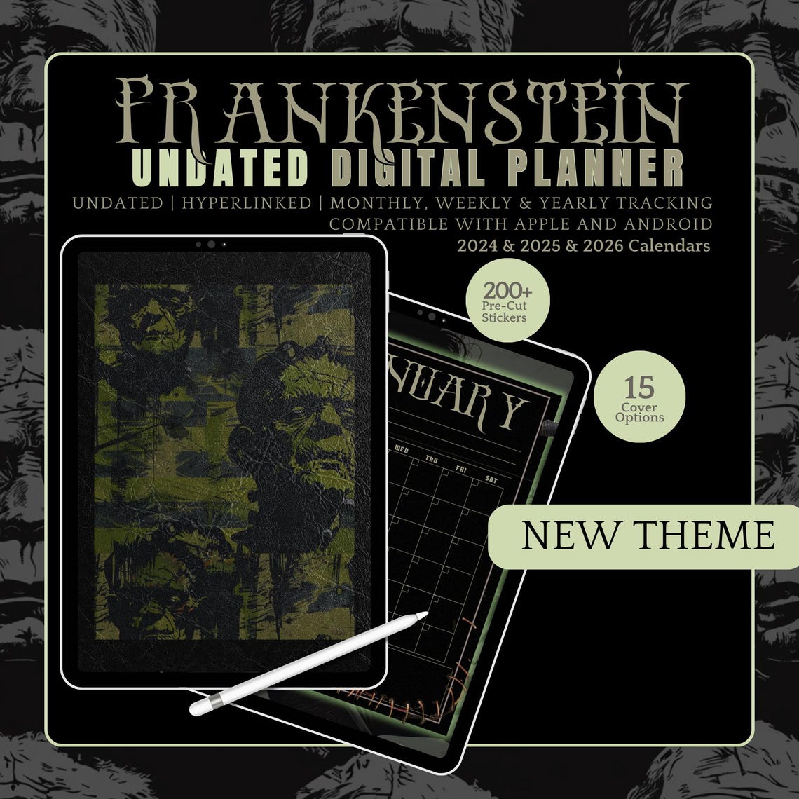 Frankenstein SVG Gothic Planner Digital Planner Gothic Good Notes ...