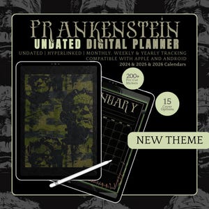 Frankenstein SVG Gothic Planner Digital Planner Gothic Good Notes Planner Goth Planner Goth Journal Spooky Planner Goth Digital Planner Goth