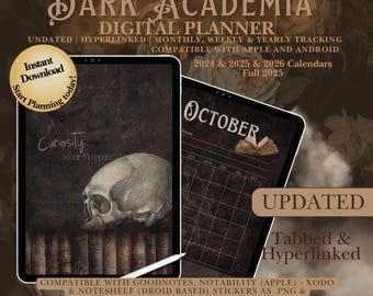 Dark Academia Journal Dark Academia Calendar Witchy Digital Planner Goth Digital Planner Goth Planner Gothic Planner Digital Planner Witchy