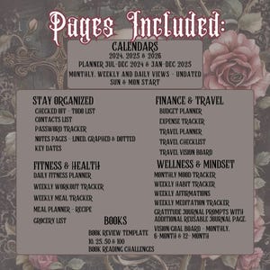 Goth Digital Planner Skull Roses mauve pink black gray skeleton eerie ipad droid goodnotes planner