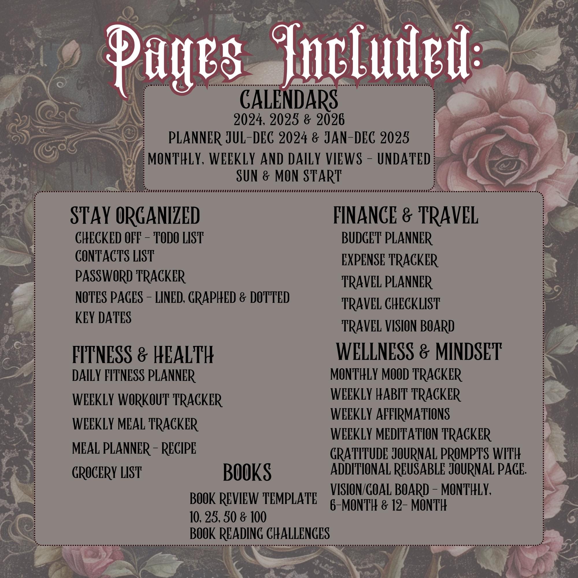 Gothic Planner Digital Planner Gothic Good Notes Planner Goth Planner ...