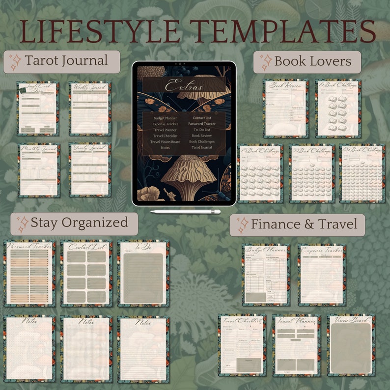 Cottagecore Planner Dark Mode Planner Digital Planner Gothic Planner Good Notes Planner Goth Planner Witchy Planner Goth Digital Planner image 8