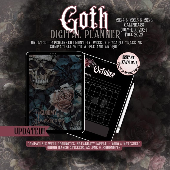 Gothic Planner Digital Planner Gothic Good Notes Planner Goth Planner Goth Journal Spooky Planner Witchy Planner Goth Digital Planner Goth