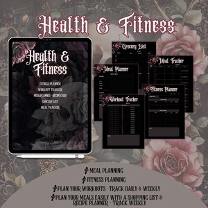 Goth Digital Planner Skull Roses mauve pink black gray skeleton eerie ipad droid goodnotes planner