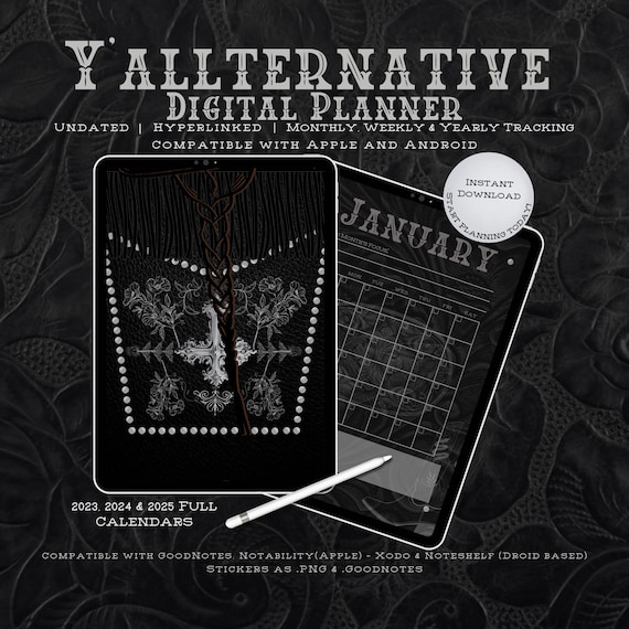 Yallternative Gothic Cowgirl Goth Cowgirl Gothic Cowboy Gothic Planner Goth Planner Goth Digital Planner Good Notes Planner Goth Journal