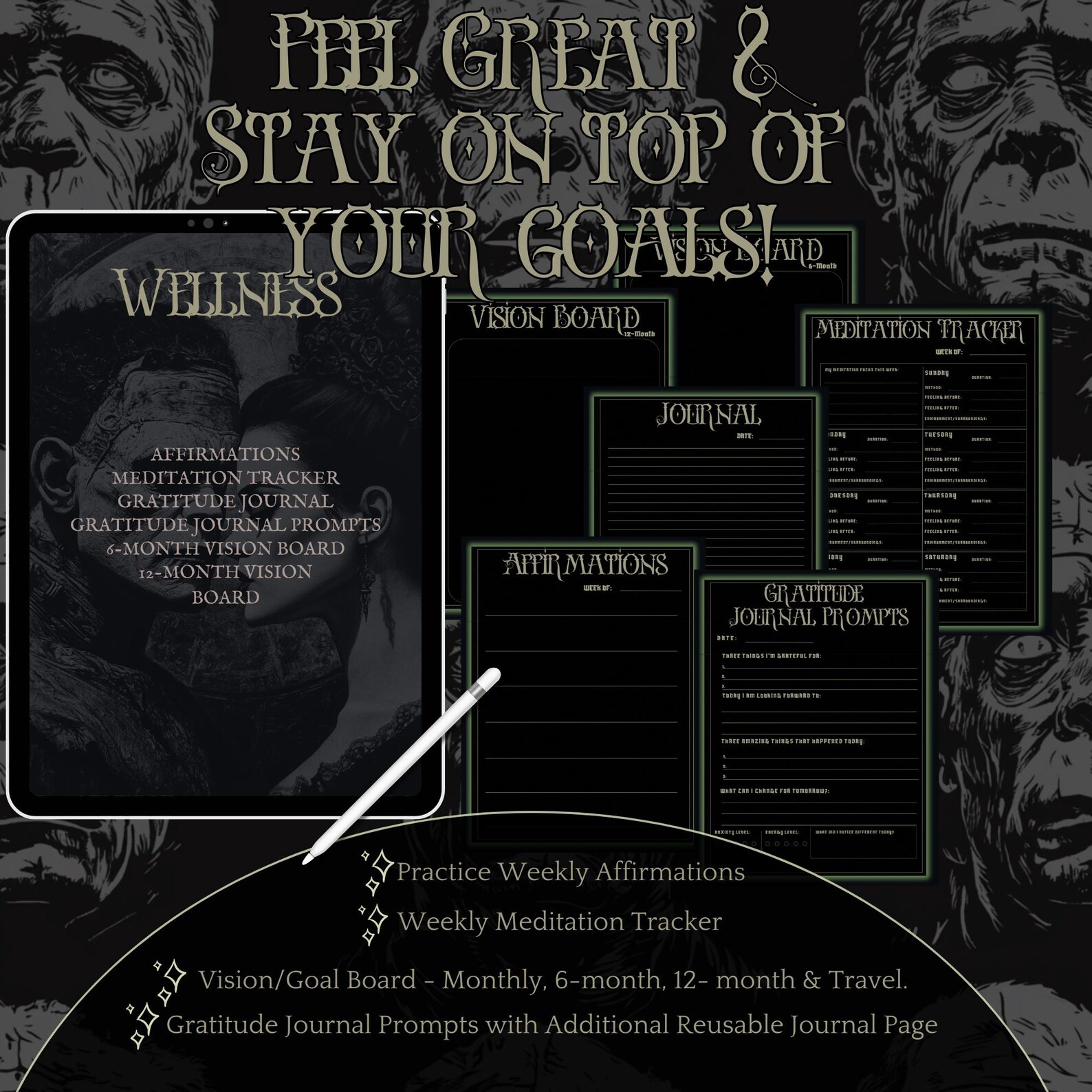 Frankenstein SVG Gothic Planner Digital Planner Gothic Good Notes ...