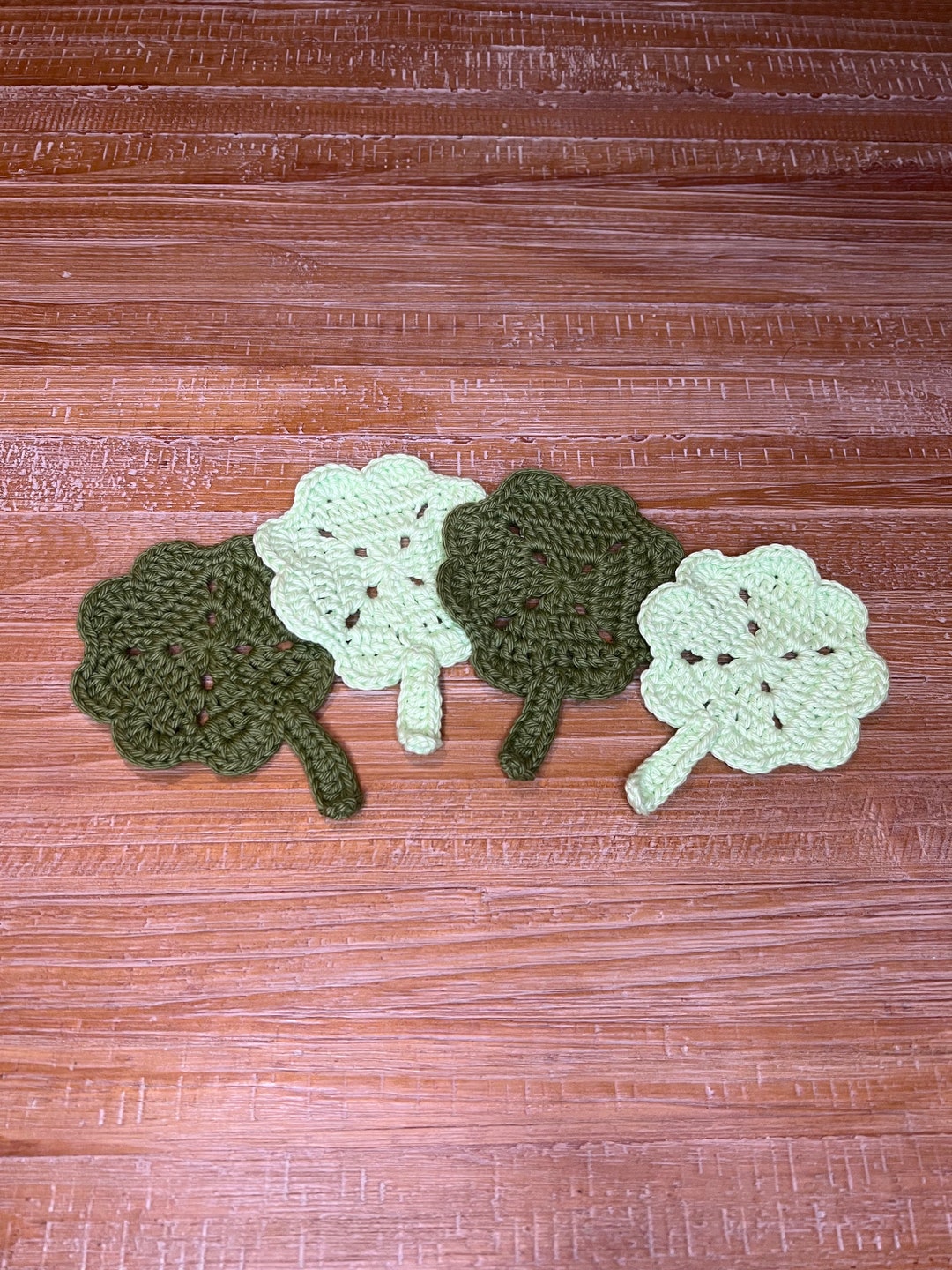 FYSUIMU St. Patrick's Day Shamrock Coasters - Set Of 4 Handmade Cotton Coasters With Holder, Green, 5.5x5.5 Inch