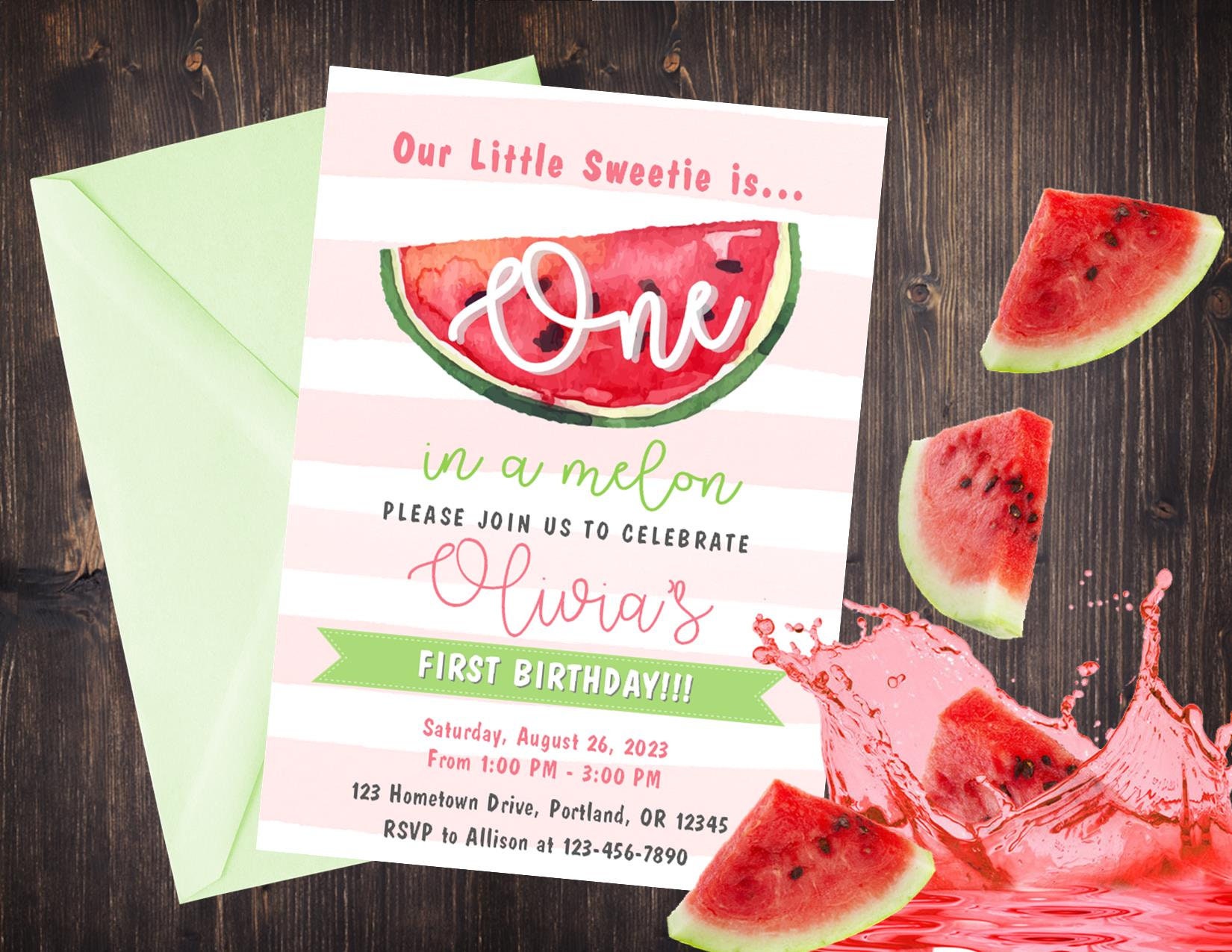 One in a Melon Birthday Invitation - Etsy