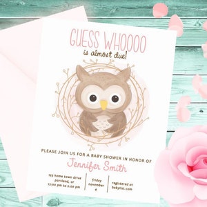 Owl Baby Shower Invitation