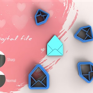 Open Envelope Valentine Polymer Clay Cutters / Digital STL File / 7 Tamaños / 2 Versiones de Cortador
