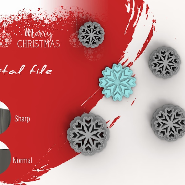 Snowflake 7 Christmas Polymer Clay Cutter | Digital STL File | 5 Sizes | 2 Cutter Versions