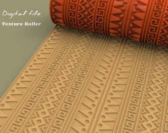 | ethnique Rouleau de texture sans soudure en argile polymère | Fichier STL numérique