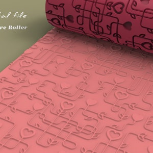 Heart with Line 1 Valentine | Seamless Polymer Clay Texture Roller | Digital STL File