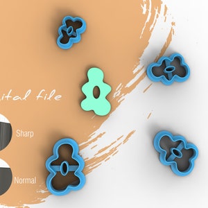 Organic Flower 1 Polymer Clay Cutter | Digital STL File | 4 Sizes | 2 Cutter Versions