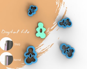 Organic Flower 1 Polymer Clay Cutter | Digital STL File | 4 Sizes | 2 Cutter Versions