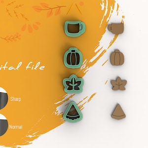Herbst Stud Pack Polymer Clay Ausstechformen | Digitale STL-Datei | 2 Cutter Versionen | 4 Designs | 2 Größen