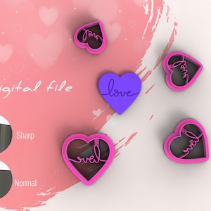 Love Heart Valentine Polymer Clay Cutters | Digital STL File | 4 Sizes  | 2 Cutter Versions
