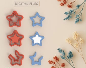 Stars 4th of July Polymer Clay Cutters | Digital STL File | 4 Sizes