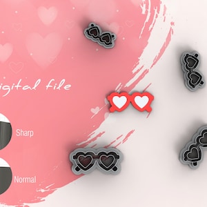 Heart Sunglasses Valentine Polymer Clay Cutters | Digital STL File | 4 Sizes  | 2 Cutter Versions