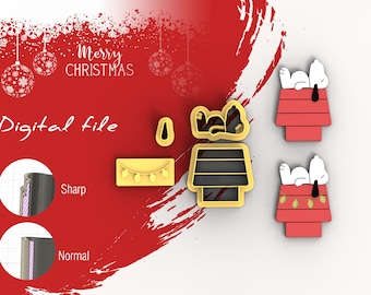 dog on the roof Christmas Polymer Clay Cutters | Digital STL File | 4 Sizes  | 2 Cutter Versions