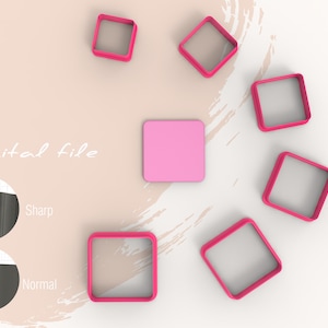 Square Round Polymer Clay Cutter | Digital STL File | 6 Sizes | 2 Cutter Versions