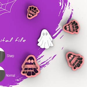 Halloween Ghost 4 Polymer Clay Cutter | Digital STL File | 4 Sizes | 2 Cutter Versions