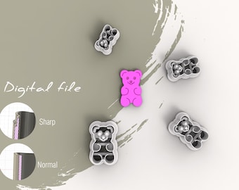 Gummy Bear Polymer Clay Cutters | Digital STL File | 5 Sizes  | 2 Cutter Versions