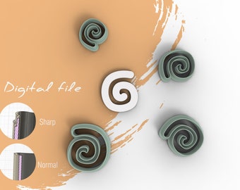 Organic Spiral Circle Polymer Clay Cutter | Digital STL File | 4 Sizes | 2 Cutter Versions