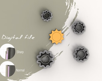 Sun 4 Polymeer Klei Cutters | Digitale STL File | 5 Maten | 2 Cutter Versies