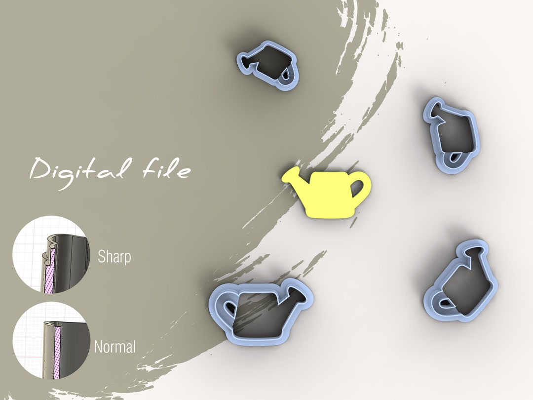 Watering Can Polymer Clay Cutter Digital STL File 5 Sizes 2 Cutter