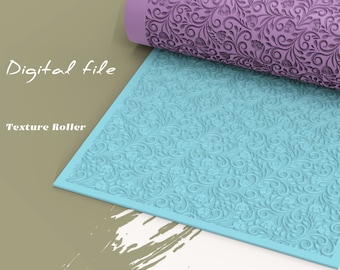 Floral D | Polymer Clay Seamless Texture Roller | Digital STL File
