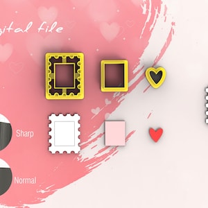 Postal Stamp 2 Valentine Polymer Clay Cutters | Digital STL File | 5 Sizes  | 2 Cutter Versions