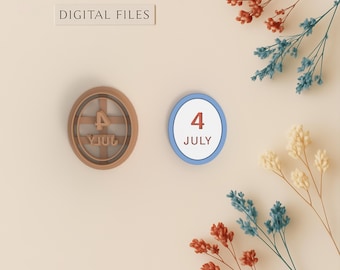 Oval 4th of July Polymer Clay Cutters | Digital STL File | 4 Sizes