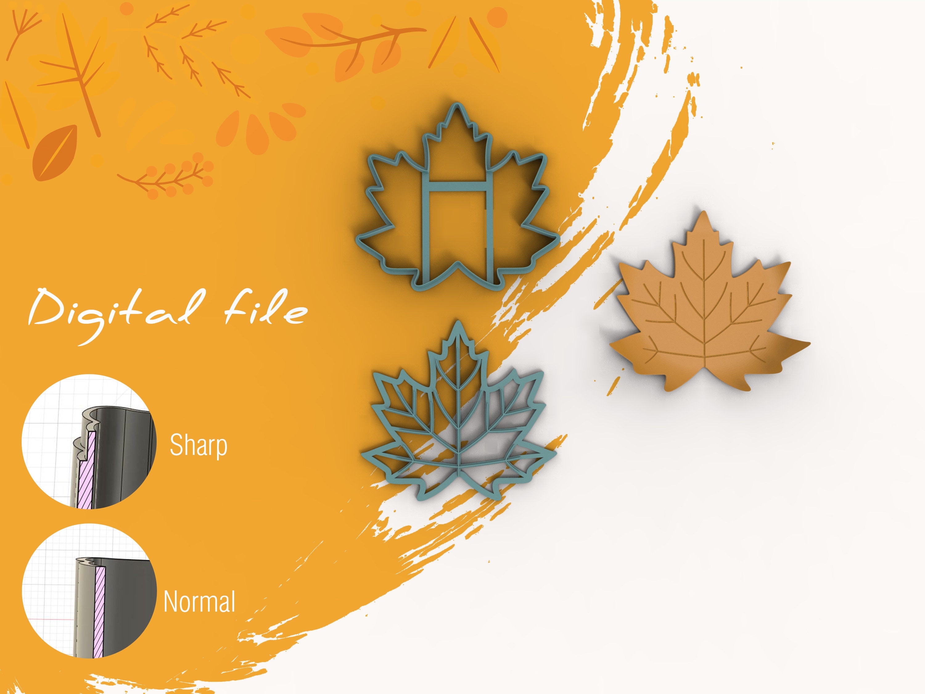 Trinket Dish Maple Leaf Fall Polymer Clay Cutter | Digital STL File | 4 Sizes | 2 Cutter Versions