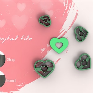 Valentine Heart with Hole Polymer Clay Cutter | Digital STL File | 4 Sizes | 2 Cutter Versions