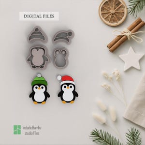 Penguin 2025 Christmas Polymer Clay Cutters | Digital STL File | 4 Sizes