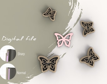 Emporte-pièce en pâte polymère à 7 ressorts Butterfly | Fichier numérique STL | 4 tailles | 2 versions de couteaux