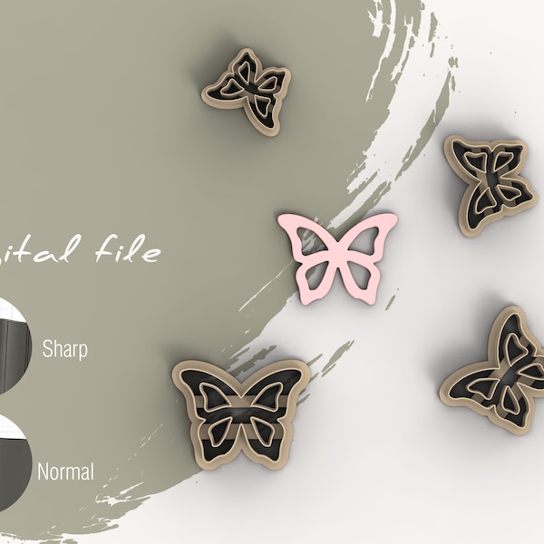 Butterfly 7 Spring Polymer Clay Cutter | Digital STL File | 4 Sizes  | 2 Cutter Versions