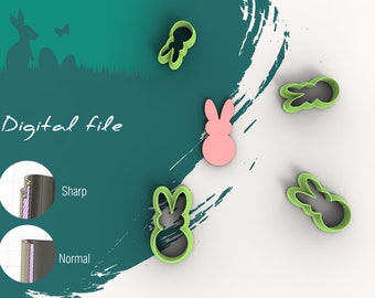 Bunny 5 Polymer Clay Cutter | Digital STL File | 7 Sizes  | 2 Cutter Versions