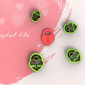 Valentine Heart Lock Polymer Clay Cutter | Digital STL File | 4 Sizes | 2 Cutter Versions