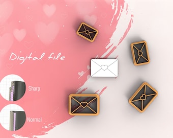 Valentine Love Envelope Polymer Clay Cutter | Fichier STL numérique | 5 tailles | 2 versions de cutter