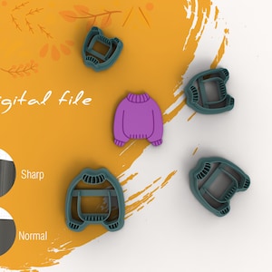 Hösttröja Polymer Clay Cutter | Digital STL-fil | 4 storlekar | 2 versioner av cutters