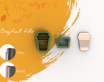 Coffee Cup 5 Fall |Polymer Clay Cutter | STL Digital File | 6 sizes | 2 Cutter Versions