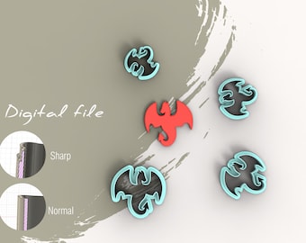 Dragon 1 Polymer Clay Cutters | Digital STL File | 4 Sizes | 2 Cutter Versions