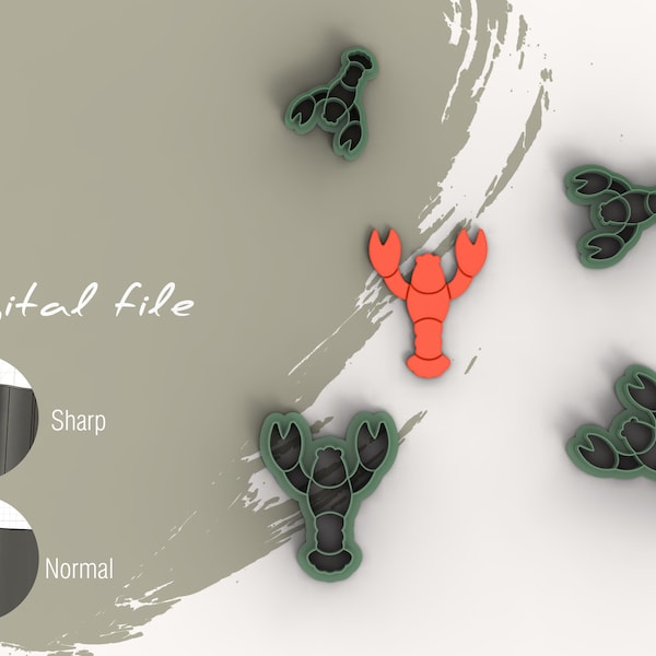 Lobster - Crawfish  Polymer Clay Cutters | Digital STL File | 6 Sizes  | 2 Cutter Versions